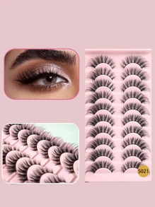 10 pares de pestañas de cómic, pestañas postizas de ojos de zorro y de gato, rizadas y esponjosas, pestañas de visón, extensiones de pestañas, efecto de maquillaje natural, adecuadas para maquillaje diario y maquillaje dramático, tiras de pestañas, pestañas, pestañas postizas