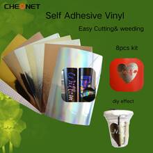 Cheonet 8PCS Bundles Metallic / 3D Pattern Vĩnh Viễn Tự Dính Vinyl DIY Sticker Film - Sự kết hợp giữa vàng, bạc và vàng hồng - Xem 11