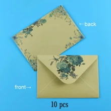 10/20/50 件优雅简约清新白色信封，带有牡丹和紫藤花卉图案，高端卡片，明信片，学校邀请函 - 彩色 - 查看 18