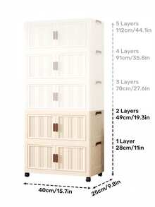 40cm/15.8in Width 5 Layers Removable Folding Storage Box, Closet Organizer/Bedroom Closet/Portable Closet, No Installation Of Stackable Baby Clothes/Toys/Books/Snacks/Miscellaneous Storage Cabinets, Living Room/Bedroom/Kitchen Storage Plastic Cabinets - White - View 13