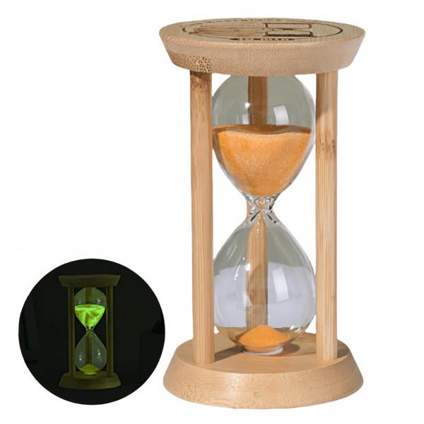 Wooden Glow-In-The-Dark Timer, Bamboo Glow-In-The-Dark Timer - 1/3/5/15/30 Minutes Timer For Toothbrushing, Games, Classroom, Home, Office, Cooking
