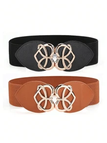 1pc/2pcs/3pcs/4pcs Elastic Waist Belt With Buckle Decor For Women Valentine's Day Valentines Summer, School Fall, Autumn, Halloween