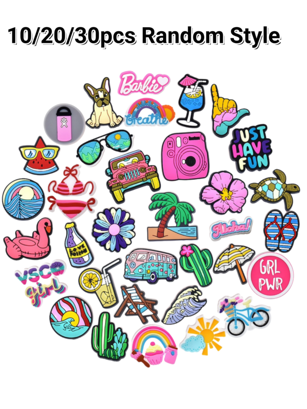 10/20/30 piezas Charms para decorar zuecos, accesorios de dibujos animados lindos para hombres y mujeres, regalos de fiesta, accesorios para botas de vuelta al colegio, tacones