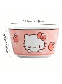 Sanrio 1PC/4PCS Sanrio Cute Cartoon Tableware Bowl Pink Kitty Cat Jade Guigou Creative Rice Bowl High Beauty Couple's Ceramic Dessert Bowl Large Capacity Home Thickened Tableware Bowl Suitable For Kitchen Soup Dessert Perfect Tableware!,School Supplies