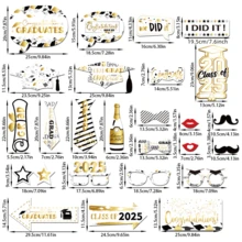 1/25PCS Đạo cụ chụp ảnh tiệc tốt nghiệp màu vàng và đen, 25PCS Đạo cụ chụp ảnh cầm tay 1pc Khung ảnh cho lớp 2025 Đồ dùng trang trí tiệc tốt nghiệp - vàng đen - Xem 8