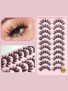 10 pares de pestañas de cómic, pestañas postizas de ojos de zorro y de gato, rizadas y esponjosas, pestañas de visón, extensiones de pestañas, efecto de maquillaje natural, adecuadas para maquillaje diario y maquillaje dramático, tiras de pestañas, pestañas, pestañas postizas