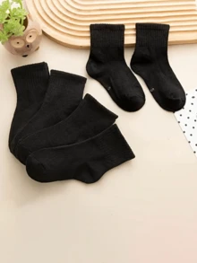 5 Pairs Thin Breathable Sport Socks, White And Black, For Boys And Girls Students, High Elastic Moisture-Wicking, Fashion Versatile Socks, Spring & Autumn - Black - View 5