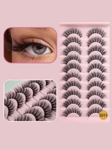 10 pares de pestañas de cómic, pestañas postizas de ojos de zorro y de gato, rizadas y esponjosas, pestañas de visón, extensiones de pestañas, efecto de maquillaje natural, adecuadas para maquillaje diario y maquillaje dramático, tiras de pestañas, pestañas, pestañas postizas