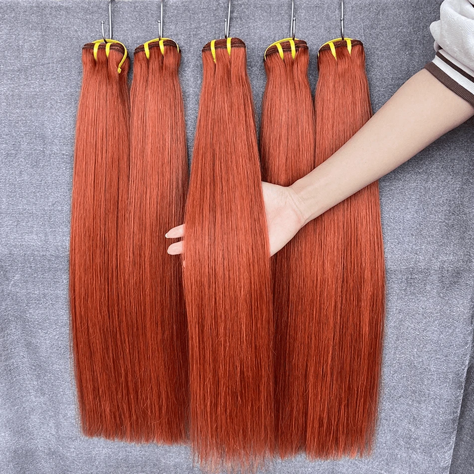 BINF #350 Orange Ginger Colored 10A Straight Human Hair Bundles 10-30 Inch 100% Real Virgin Human Hair Extensions Weave For Women Natural Black Straight Bundles Human Hair Chocolate Brown #4 Bone Straight Human Hair Bundles Blonde #613 Straight Bundles Human Hair Brazilian Raw Virgin Human Hair Weave Hair Extensions For Women Girls - Gừng & Cam - Xem 1