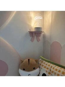 1 件卧室墙壁装饰储物架，壁挂装饰，可爱蝴蝶结配件，适合女孩房间 - 彩色 - 查看 2