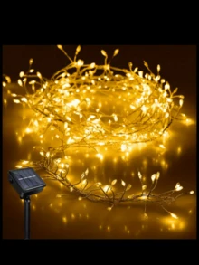 1pc 5/8/11/20M 100/200/300/600 LED String Lights, Solar Powered Outdoor Firecracker Lights, Waterproof Yard Garden Decoration Lights, Party Decor, Wedding, Graduation Ceremony Landscape Lighting - Warm Light - View 6