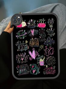 1 Peça Capa de Tablet Antiderrapante em Estilo de Rabisco de Giz de Cera com Tema de Dopamina, Pintada à Mão, Proteção Antiderrapante Integrada de 360 Graus para iPad de 10ª Geração de 10,9 Polegadas, Capa Protetora de Couro Portátil para Tablet iPad de 10,2 Polegadas