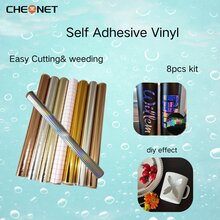 Cheonet 8PCS Bundles Metallic / 3D Pattern Vĩnh Viễn Tự Dính Vinyl DIY Sticker Film - Sự kết hợp giữa vàng, bạc và vàng hồng - Xem 12
