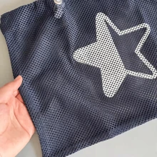 1pc Navy Blue Star Print Multi-Purpose Hand-Held Mesh Bag, Hollow-Out Mesh Net Bag With Zipper, Suitable For Shower, Toiletry, Fitness, Beach, Book, Storage And Travel