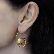 1 Par de Brincos Vintage Boêmios Geométricos em Espiral, Elegantes Joias Minimalistas de Moda Feminina Personalizadas para Presente de Festa