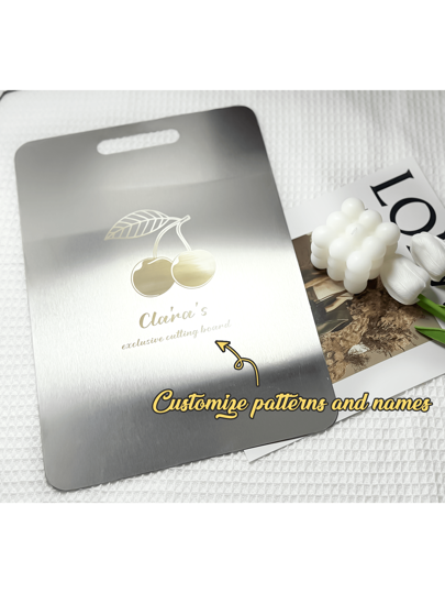 Customizable Name Personalized Kitchen Personalized Cutting Board Stainless Steel Titanium Cutting Board, Chef Christmas Gift, Chef Knife Gift, Chef Engraving Gift 2025 Premium Stainless Steel Cutting Board - Double Sided Rust-Proof Durable Food Prep Board For Meat, Fruits, Vegetables - Dishwasher Friendly, Available In Multiple Sizes