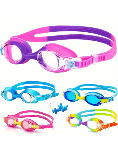 Swimming Goggles For Kids Youth Age 3-12 Years Old, Anti Fog & Clear Vision, No Leaking, Quick Adjustable Strap