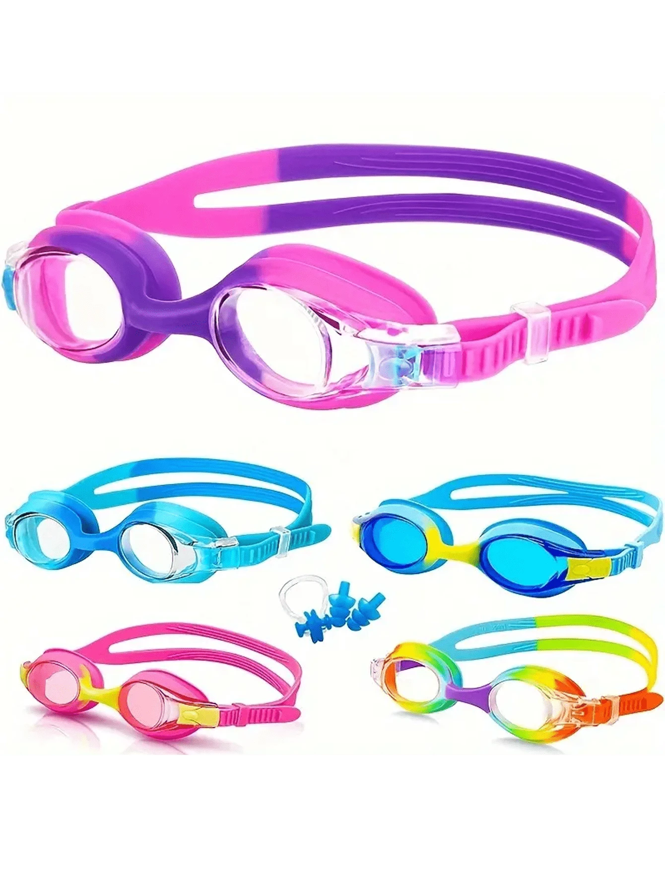 Swimming Goggles For Kids Youth Age 3-12 Years Old, Anti Fog & Clear Vision, No Leaking, Quick Adjustable Strap