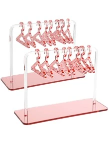 1pc Minimalist High-End Acrylic Earring Display Stand With 8 Mini Clothes Hangers, Used For Jewelry Display Pendant Earring Hanging Storage Rack, Mother's Day Gift For Women Storage Organizer Travel Essentials Back To School Dormitory Storage