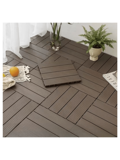 1/11/22/33/44/20/50 peças, 30*30*2 cm por peça, piso externo, aproximadamente 11 peças necessárias por 1 metro quadrado, piso de madeira plástica à prova d'água e anticorrosão para pátio, varanda, quintal, reforma de jardim, piso faça você mesmo, adequado para jardim, varanda, sala de estar, cozinha, à prova de umidade, anticorrosão