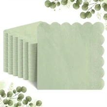 20pcs 16*16cm Yellow, Light Pink, Blue, Purple, Sage Green, Scalloped Edge Cocktail Napkins, Disposable Drink Napkins For Daily Use, Lunch, Dinner, Gathering, Wedding, Birthday, Party And More