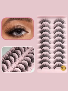 10 pares de pestañas de cómic, pestañas postizas de ojos de zorro y de gato, rizadas y esponjosas, pestañas de visón, extensiones de pestañas, efecto de maquillaje natural, adecuadas para maquillaje diario y maquillaje dramático, tiras de pestañas, pestañas, pestañas postizas