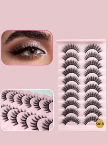 10 pares de pestañas de cómic, pestañas postizas de ojos de zorro y de gato, rizadas y esponjosas, pestañas de visón, extensiones de pestañas, efecto de maquillaje natural, adecuadas para maquillaje diario y maquillaje dramático, tiras de pestañas, pestañas, pestañas postizas