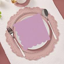 20pcs 16*16cm Yellow, Lotus Root Pink, Blue, Purple, Sage Green, Scalloped Cocktail Napkins, Disposable Drink Napkins Suitable For Daily Use, Lunch, Dinner, Gathering, Wedding, Birthday, Party And More Occasions