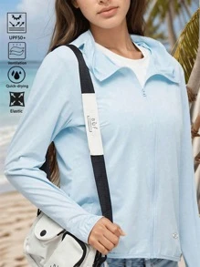 Abbigliamento protettivo solare da donna, indumenti protettivi dal sole primaverili ed estivi per le donne, giacca leggera a maniche lunghe, in tessuto di seta ai raggi UV resistente, versatile e traspirante