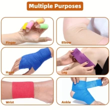 2 Roll Elastic Self Adhesive Bandage Packing-Mixed Color Sports Tape For Ankle, Knees, Wrist Support-Nonwovens, Football Sports Injury Prevention-1.97 Inch Width, Multifunctional Joint Bandage(Random Color) Gym Accessories Sales Sports Tape - View 5
