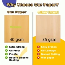 SOKANY 50/100 sztuk papieru pergaminowego do pieczenia, jednorazowa wyściółka frytkownicy powietrznej. Materiał. Wodoodporna, odporna na olej, nieprzywierająca patelnia, łatwa do czyszczenia. Nadaje się do pieczenia, grillowania, smażenia i gotowania na parze - niebielona. Jest bardzo odpowiednia do użytku w domowej kuchni, jest niezbędnym przedmiotem do pieczenia w kuchni i akcesoriów do frytkownicy powietrznej.