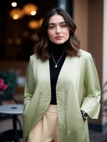 1pc Classic Solid Color Long Sleeve Robe, Elegant, Casual, Lightweight, Fine Fabric Construction, Sophisticated, Fashion, Open-Front Abaya - Abaya - View 3