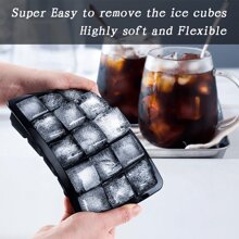 1pc, Silicone Ice Cube Tray, Each Tray Easily Releases 15 Square Ice Cubes, Reusable, Suitable For Fridge, Chocolate, Juice, Large Ice Cubes,(4 Grids/6 Grids/8 Grids)