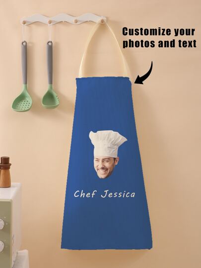 1 avental de linho com foto personalizada, avental de cozinha personalizado para chef com retrato/logotipo/imagem para homens e mulheres, presente criativo para o dia das mães/pais, limpeza doméstica, assistente de cozinha