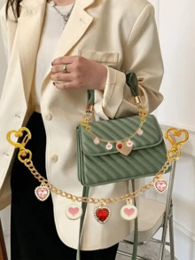 水钻心形和水钻包链配件：多心形装饰包链、镀金钱包延长链、可更换包链、女士单肩包、手提包和腋下包时尚配饰。生日、节日、情人节和圣诞节的理想礼物。