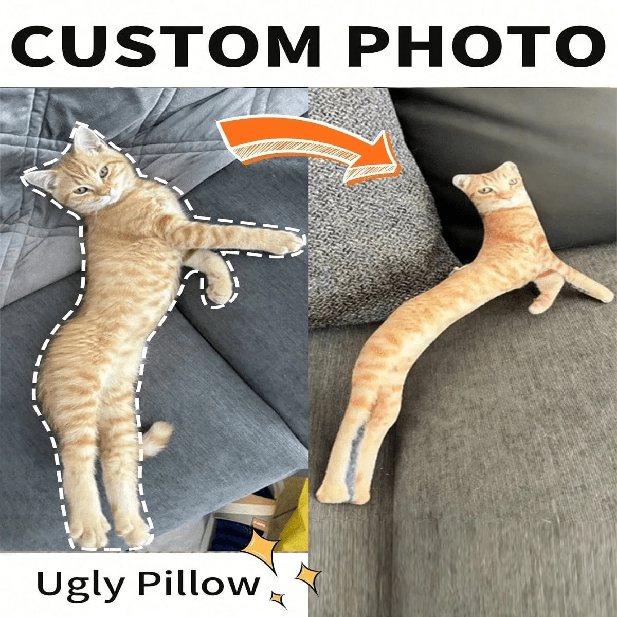 DIY Custom Creative Pet Cat Abstract Throw Pillow Double-Sided Printed Friend Birthday Holiday Personalized Cat Shaped Pillow Plush Doll Companion Sleep Doll Back To School Personalized Gift Party Decoration Creative Interesting Gift,Vacay Vibes,Personalized Pet For Anniversaries,Playful Pet Design