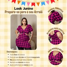 PLUS SIZE CHECKED DRESS FOR JUNE PARTY DUNE FABRIC SHORT SLEEVES SIZES G1 G2 - Rosa Fucsia - Ver 4