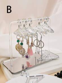 1pc Minimalist High-End Acrylic Earring Display Stand With 8 Mini Clothes Hangers, Used For Jewelry Display Pendant Earring Hanging Storage Rack, Mother's Day Gift For Women Storage Organizer Travel Essentials Back To School Dormitory Storage