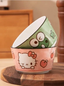 Sanrio 1PC/4PCS Sanrio Cute Cartoon Tableware Bowl Pink Kitty Cat Jade Guigou Creative Rice Bowl High Beauty Couple's Ceramic Dessert Bowl Large Capacity Home Thickened Tableware Bowl Suitable For Kitchen Soup Dessert Perfect Tableware!,School Supplies