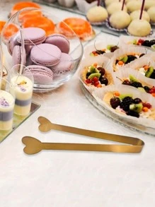 1/5/10pcs Stainless Steel Heart Shaped Sugar Tongs, Kitchen Cooking Clip, Candy Dessert Clip, Party Dinnerware, Wedding Tableware