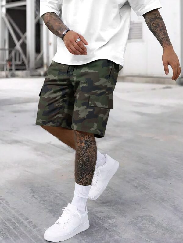 Men's Camo Cargo Shorts, Lightweight Summer Casual Sport Bermuda Pants, Loose Fit Streetwear Multi-Pocket Design