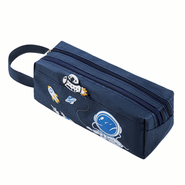 Astuccio per matite a forma di astronauta, pochette per cancelleria con stampa di cartoni animali carini, borsa multifunzionale a doppio strato in tela con grande capacità, ideale per ritorno a scuola, forniture scolastiche, astuccio per matite, zaino scolastico