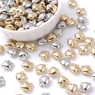 50 pièces 6-18mm Perles espaceurs en plastique CCB de couleur dorée en forme de cœur pour la fabrication de bracelets, boucles d'oreilles, colliers et pendentifs. Kit de DIY pour bijoux.