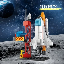 1 Set ABS Aerospace Shuttle Building Blocks Toy, Shuttle Building Blocks Toy Assembly Puzzle Blocks Spacecraft Rocket, Aerospace Rocket Launch Center Space Station Toy Creative Home Decor DIY Toy Creative Home Decor Ornament, Suitable For New Year, Back To School, Spring Festival, Birthday Gift, DIY Small Particle Plastic Building Blocks Assembly Military Science Popular Science Educational Model Miniature