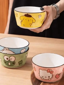 Sanrio 1PC/4PCS Sanrio Cute Cartoon Tableware Bowl Pink Kitty Cat Jade Guigou Creative Rice Bowl High Beauty Couple's Ceramic Dessert Bowl Large Capacity Home Thickened Tableware Bowl Suitable For Kitchen Soup Dessert Perfect Tableware!,School Supplies