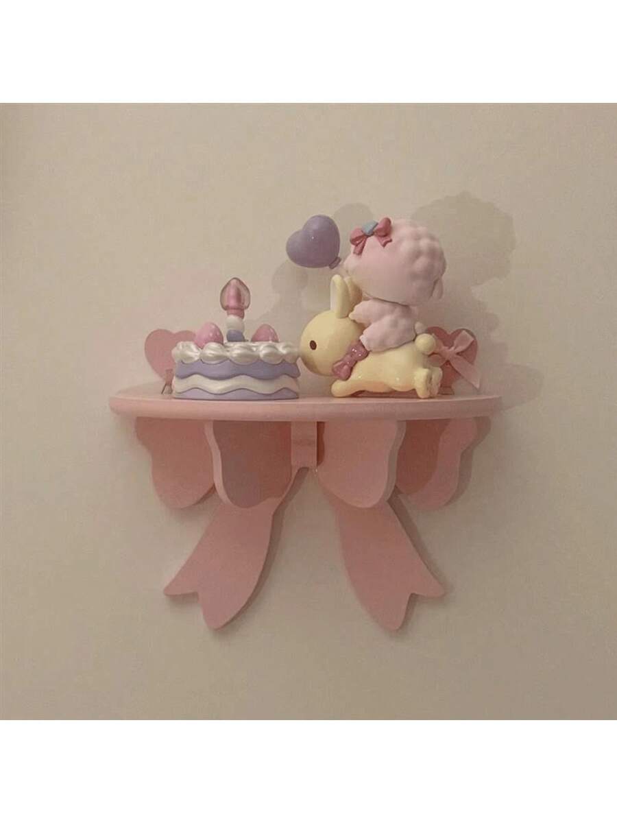 1 件卧室墙壁装饰储物架，壁挂装饰，可爱蝴蝶结配件，适合女孩房间 - 彩色 - 查看 1