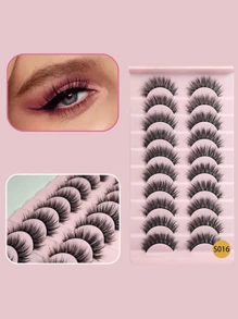 10 pares de pestañas de cómic, pestañas postizas de ojos de zorro y de gato, rizadas y esponjosas, pestañas de visón, extensiones de pestañas, efecto de maquillaje natural, adecuadas para maquillaje diario y maquillaje dramático, tiras de pestañas, pestañas, pestañas postizas