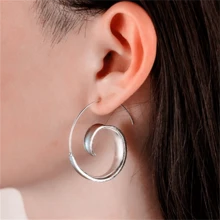 1 Par de Brincos Vintage Boêmios Geométricos em Espiral, Elegantes Joias Minimalistas de Moda Feminina Personalizadas para Presente de Festa