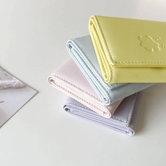 New Ins Style Bear Wallet, Simple Soft Color Scheme Fresh Korean Multi-Function Short Wallet, Student Card Holder