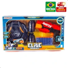 Arminha de Brinquedo Elite Catapult Lança 10 Dardos 2 Granadas Escudo
